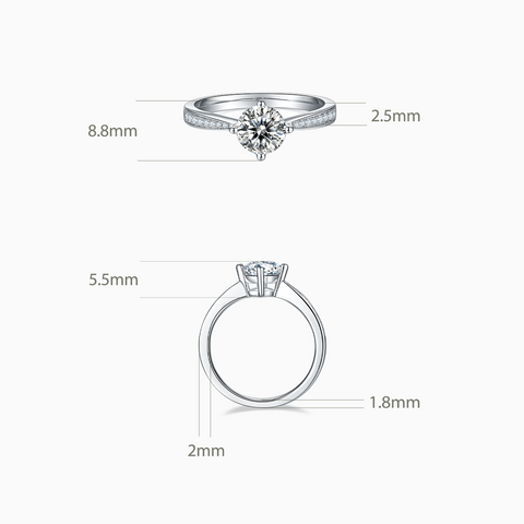 Princess Four-Prong Engagement Ring with Inline Pavé