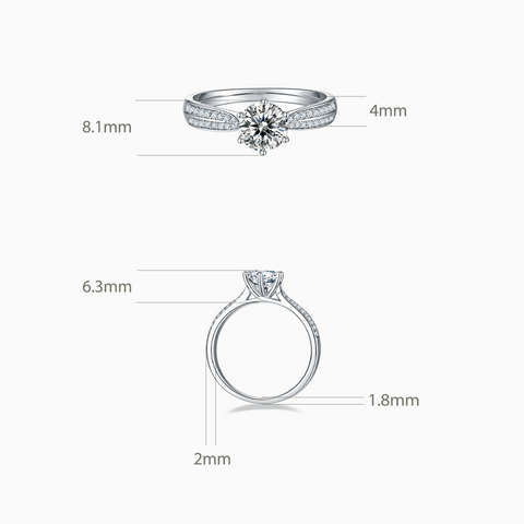 Princess Engagement Ring with Half-Cut Diamond Band