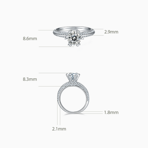 Princess Engagement Ring with Two-Tiered Diamond Band