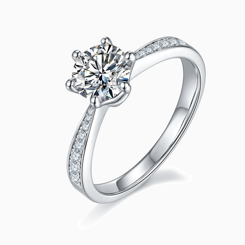 Princess Engagement Ring with Inline Pavé Tapered Band