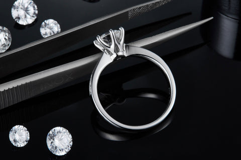 Princess Engagement Ring with Inline Pavé Tapered Band